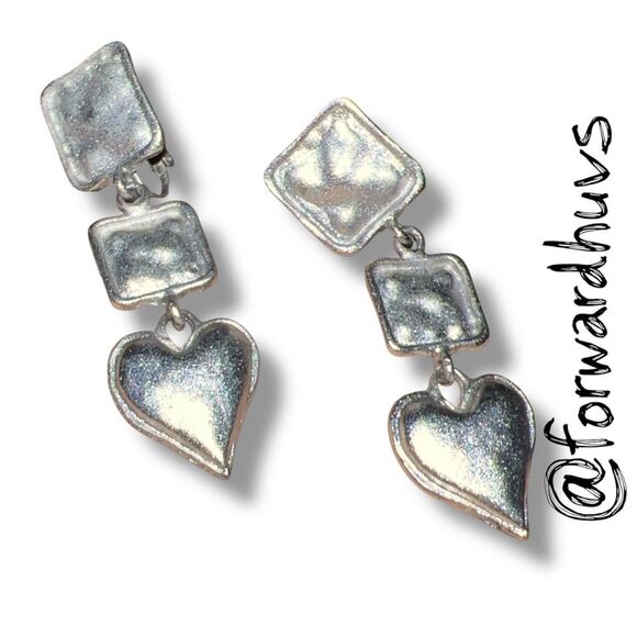 Articulated Three-Part Heart Clip-On Earrings - Picture 2 of 6